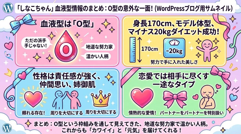 しなこちゃんの血液型情報のまとめ
