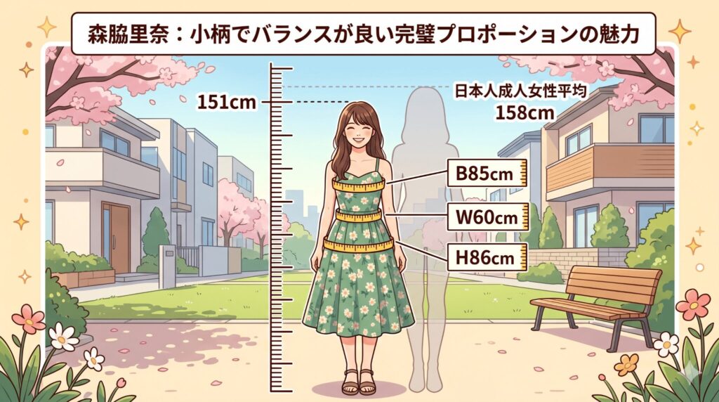 身長151cmの小柄なスタイル