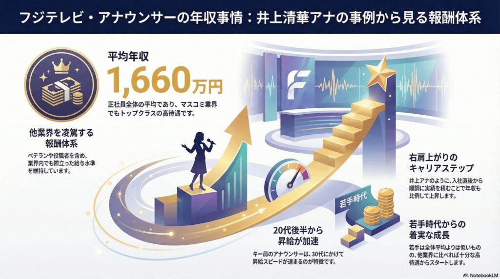 フジテレビで活躍する井上清華の年収推移