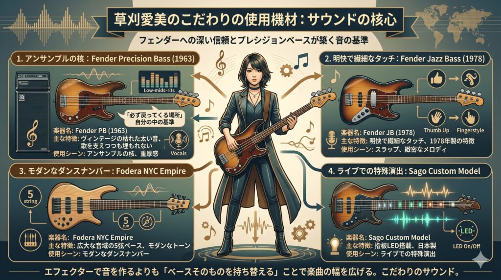 愛用するフェンダーなどこだわりの使用機材