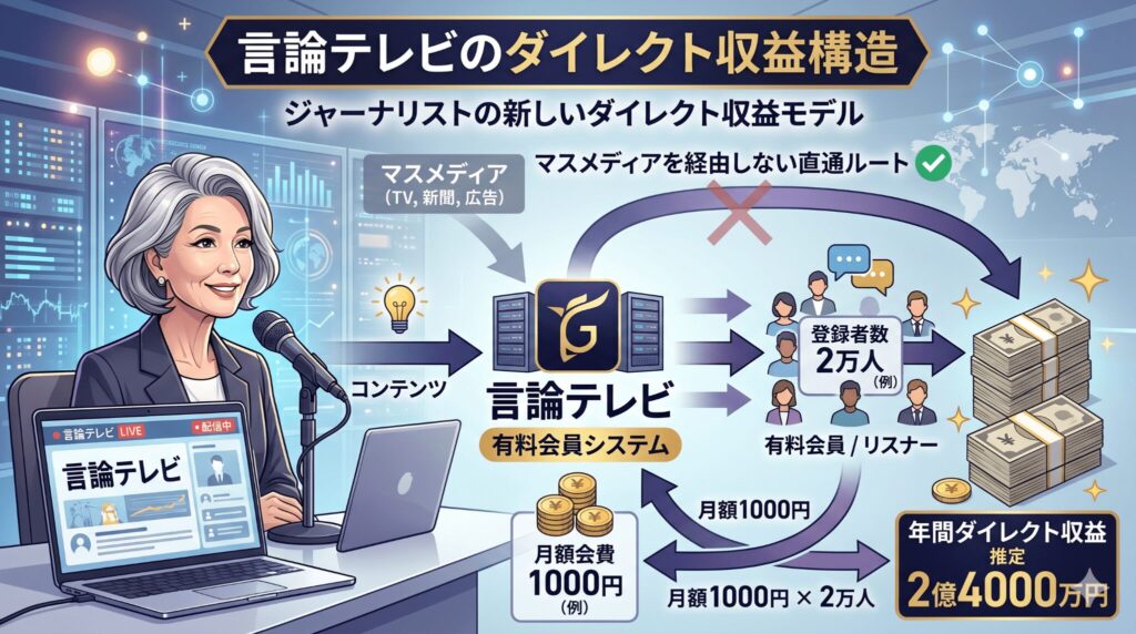 言論テレビの有料会員数が支える櫻井よしこの年収の柱