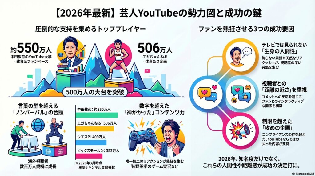 2026年最新！YouTube芸人の人気ランキングを徹底調査
