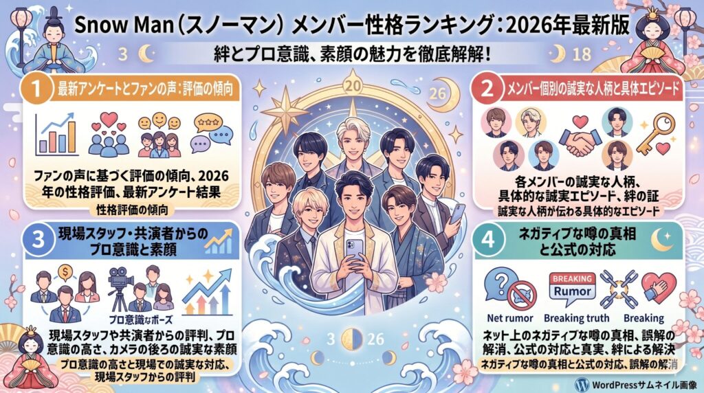 Snow Man性格いいランキング2026最新！メンバーの評判を調査
