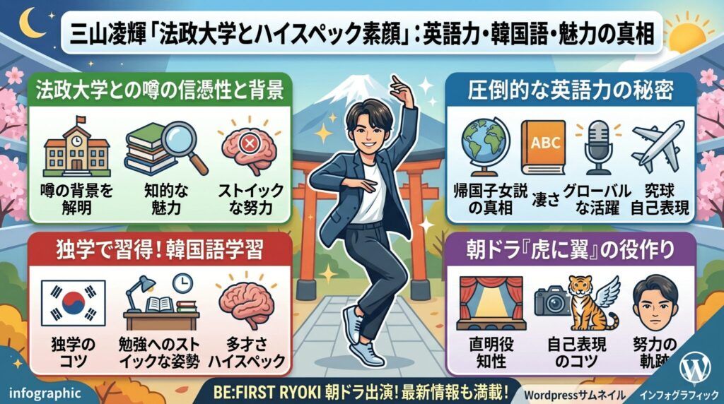 三山凌輝は法政大学？英語力や朝ドラ直明役の知性を調査